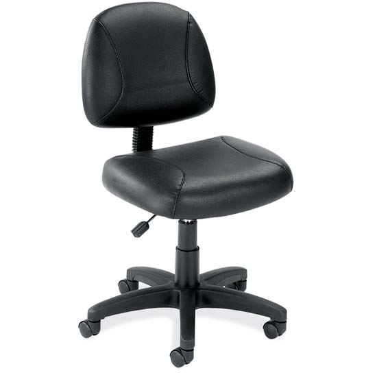 Black Leather Armless Deluxe Posture Chair with Black Frame1