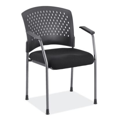 Guest or Side Chair with Arms, Black Fabric Seat and Titanium Frame1