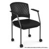 Guest or Side Chair with Arms, Black Fabric Seat and Titanium Frame2