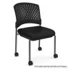 Armless Guest or Side Chair with Black Fabric Seat and Titanium Frame2