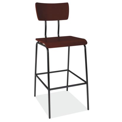 Cafe Height Wood Stool with Black Steel Base1