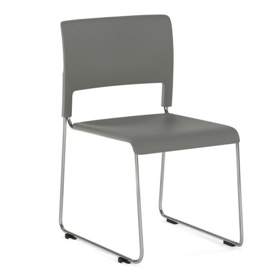 Armless Stackable Side Chair, All Charcoal with Chrome Frame1