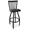 Cafe Height High Back Wood Chair with Cushioned Seat and Black Frame1
