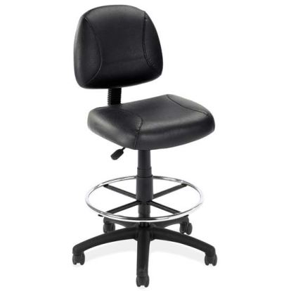 Black Leather Armless Deluxe Posture Chair with Black Frame1