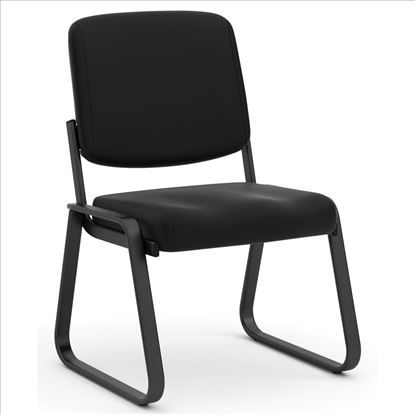 Black Bonded Leather Armless, Sled Base Guest Chair with Black Frame1