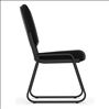Black Bonded Leather Armless, Sled Base Guest Chair with Black Frame2