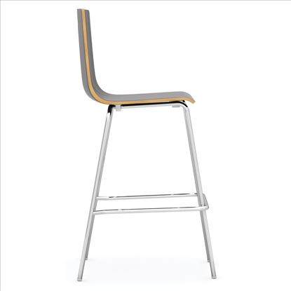 Cafe Height, High Back Wood Stool, Hand Hole in Back with Chrome Base2