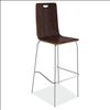 Cafe Height, High Back Wood Stool, Hand Hole in Back with Chrome Base6