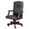 High Back Executive Swivel with Mahogany Frame2