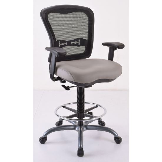 Armless, Mesh Back Task Stool with Black Upholstered Seat, Footring and Titanium Steel Base1