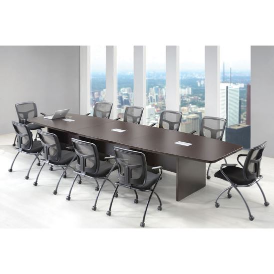 Boat Shaped Conference Table with Slab Base1