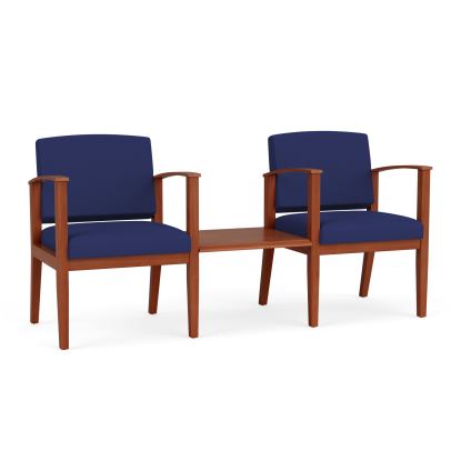 Amherst Wood 2 Chairs w/Connecting Center Table (Cherry/Open House Cobalt)1