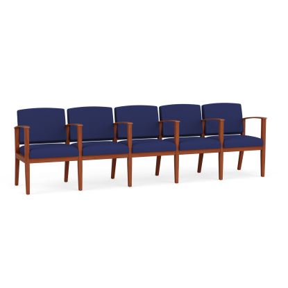 Amherst Wood 5 Seater with Center Arms (Cherry/Open House Cobalt)1
