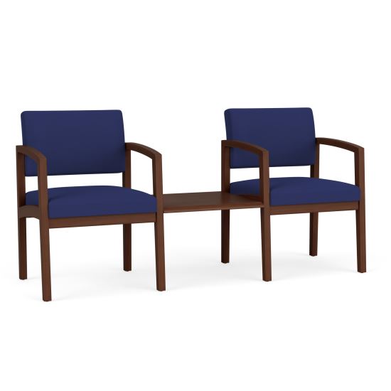 Lenox Wood 2 Chairs w/Connecting Center Table (Walnut/Open House Cobalt)1
