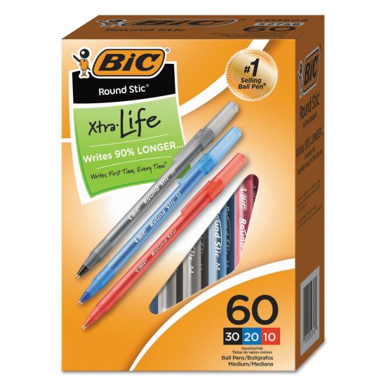 BIC® Round Stic™ Xtra Precision & Xtra Life Ballpoint Pens1