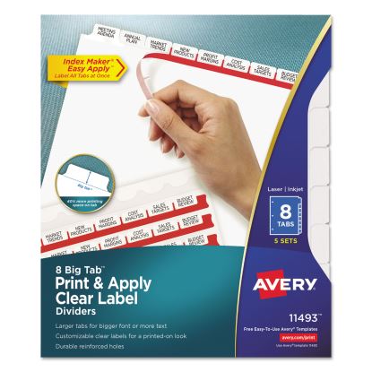 Avery® Print & Apply Index Maker® Clear Label Dividers with Easy Apply Printable Label Strip and White Tabs1