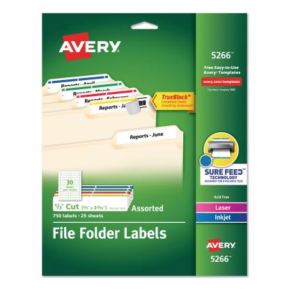 Avery® Permanent TrueBlock® File Folder Labels with Sure Feed® Technology1