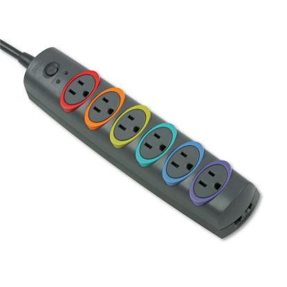 Kensington® SmartSockets® Color-Coded Six-Outlet Strip Surge Protector1