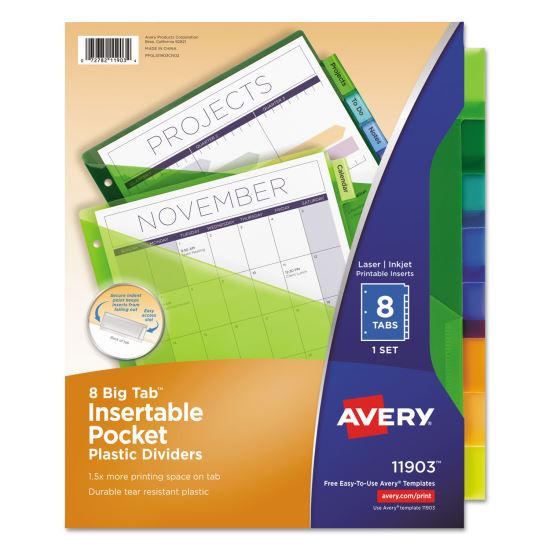 Avery® Insertable Big Tab™ Plastic Pocket Dividers1