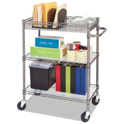 Alera® Three-Tier Wire Cart with Basket1