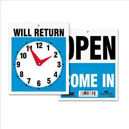 Headline® Sign Double-Sided Open/Will Return Sign with Clock Hands1