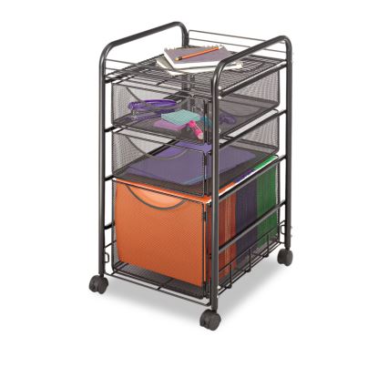 Safco® Onyx™ Mesh Mobile File with Two Supply Drawers1