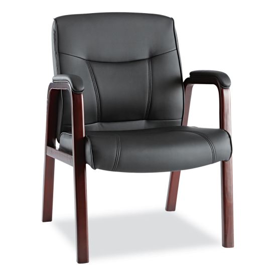 Alera® Madaris Series Bonded Leather Guest Chair with Wood Trim Legs1