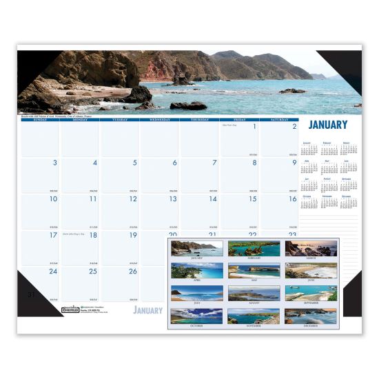 House of Doolittle™ Earthscapes™ 100% Recycled Coastlines Monthly Desk Pad Calendar1