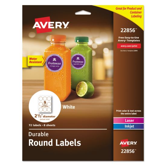 Avery® Durable White Round ID Labels with Sure Feed® Technology1