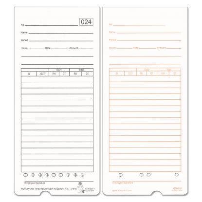 Acroprint® Time Card for ATR480 Totalizing Electronic Time Clock1