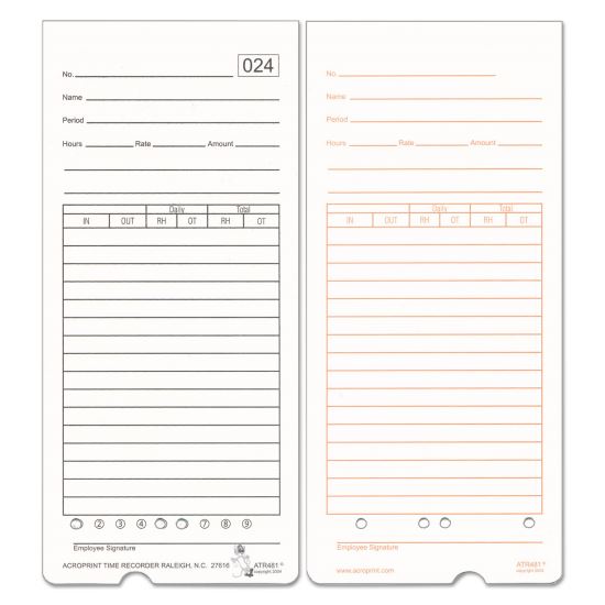 Acroprint® Time Card for ATR480 Totalizing Electronic Time Clock1