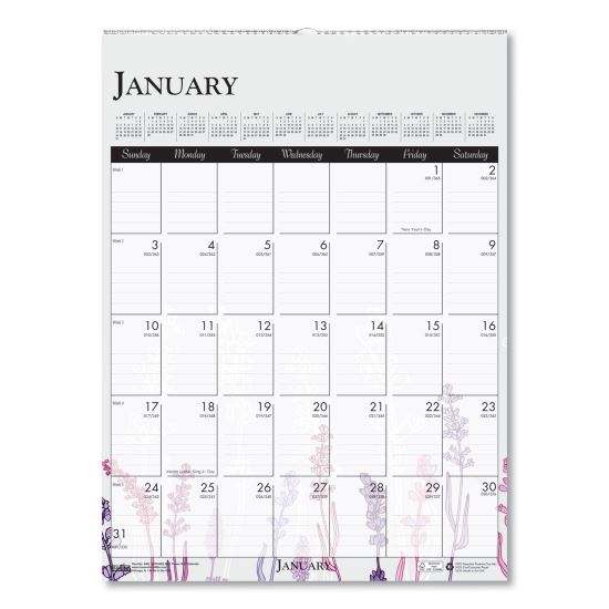 House of Doolittle™ 100% Recycled Wild Flower Wall Calendar1