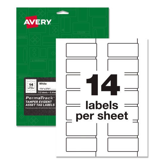 Avery® PermaTrack® Tamper-Evident Asset Tag Labels1