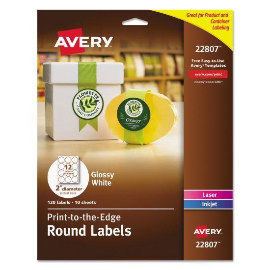 Avery® Round Print-to-the-Edge Labels with Sure Feed®1