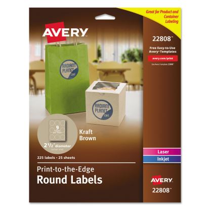 Avery® Round Brown Kraft Print-to-the-Edge Labels1