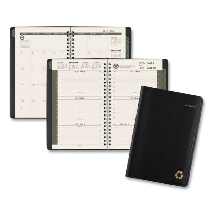 Recycled Weekly Block Format Appointment Book, 8.5 x 5.5, Black Cover, 12-Month (Jan to Dec): 20231
