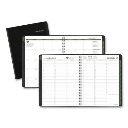 Recycled Weekly Vertical-Column Format Appointment Book, 11 x 8.25, Black Cover, 12-Month (Jan to Dec): 20231