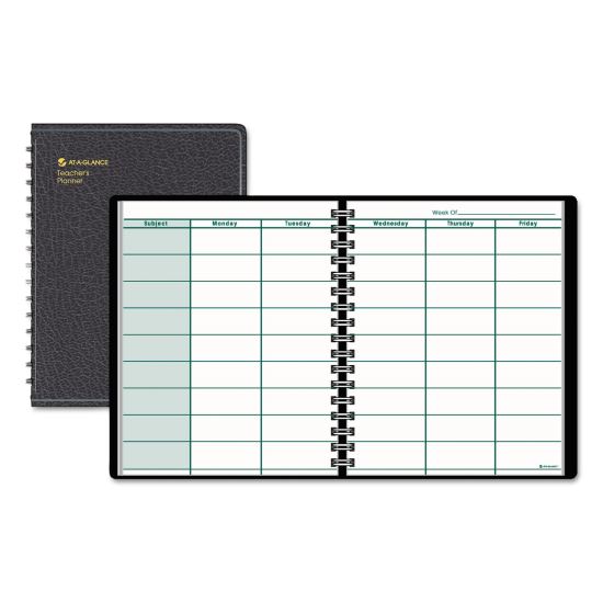 Undated Teacher's Planner, Weekly, Two-Page Spread (Nine Classes), 10.88 x 8.25, Black Cover1