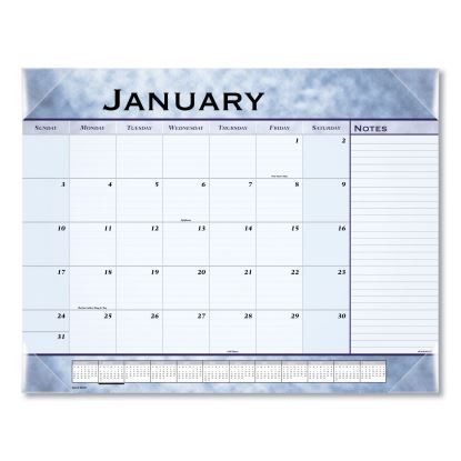 Slate Blue Desk Pad, 22 x 17, White Sheets, Clear Corners, 12-Month (Jan to Dec): 20221