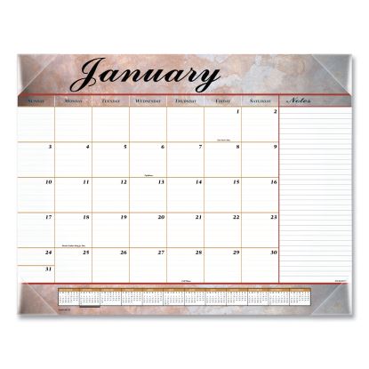 Marbled Desk Pad, Marbled Artwork, 22 x 17, White/Multicolor Sheets, Clear Corners, 12-Month (Jan to Dec): 20221