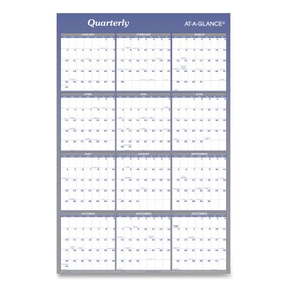 Vertical/Horizontal Erasable Quarterly/Monthly Wall Planner, 24 x 36, White/Blue Sheets, 12-Month (Jan to Dec): 20221