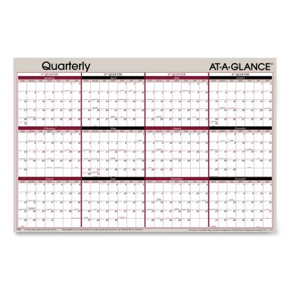 Vertical/Horizontal Erasable Quarterly/Monthly Wall Planner, 24 x 36, White/Black/Red Sheets, 12-Month (Jan to Dec): 20231