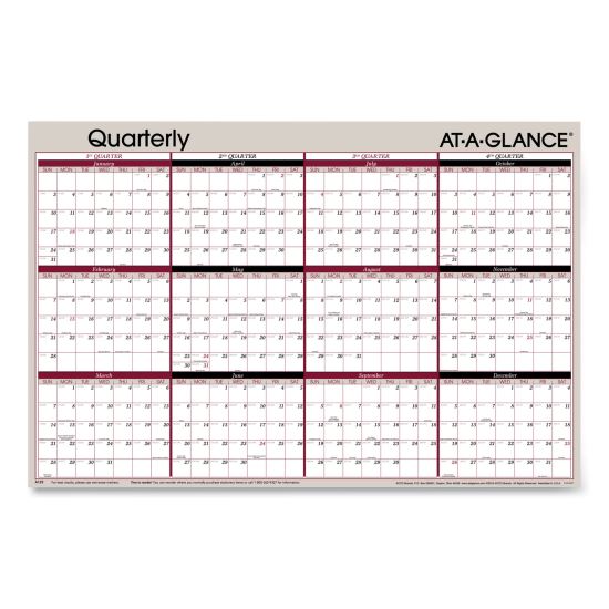 Vertical/Horizontal Erasable Quarterly/Monthly Wall Planner, 24 x 36, White/Black/Red Sheets, 12-Month (Jan to Dec): 20231