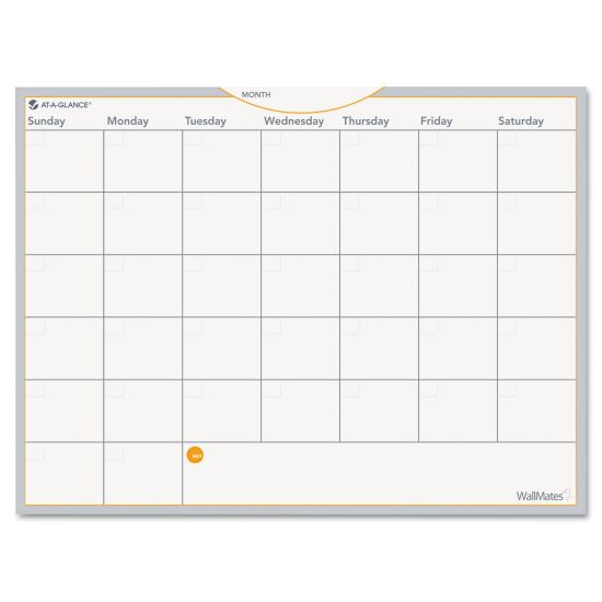 WallMates Self-Adhesive Dry Erase Monthly Planning Surfaces, 24 x 18, White/Gray/Orange Sheets, Undated1