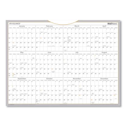 WallMates Self-Adhesive Dry Erase Yearly Planning Surfaces, 24 x 18, White/Gray/Orange Sheets, 12-Month (Jan to Dec): 20231