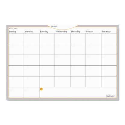 WallMates Self-Adhesive Dry Erase Monthly Planning Surfaces, 36 x 24, White/Gray/Orange Sheets, Undated1