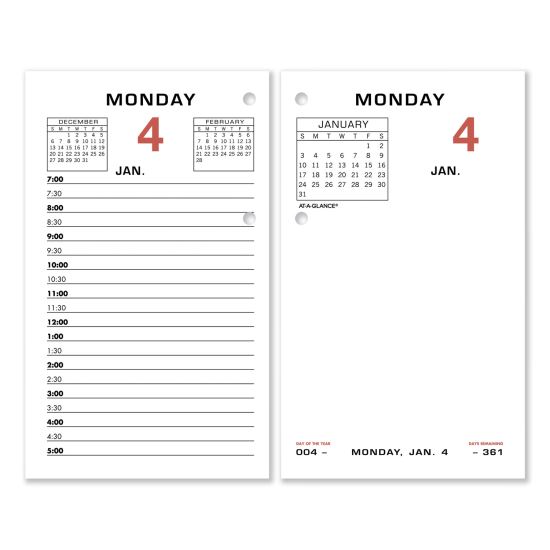 Two-Color Desk Calendar Refill, 3.5 x 6, White Sheets, 20231