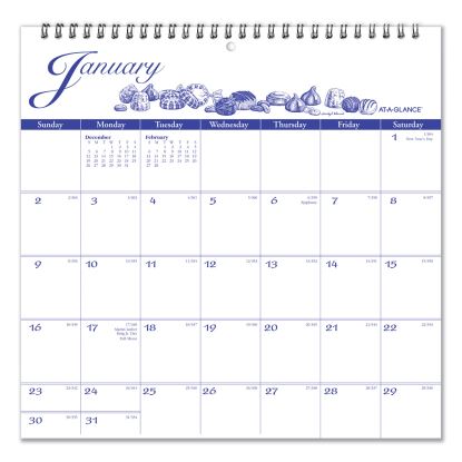 Illustrator’s Edition Wall Calendar, Victorian Illustrations Artwork, 12 x 12, White/Blue Sheets, 12-Month (Jan-Dec): 20221
