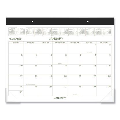 Two-Color Desk Pad, 22 x 17, White Sheets, Black Binding, Clear Corners, 12-Month (Jan to Dec): 20221