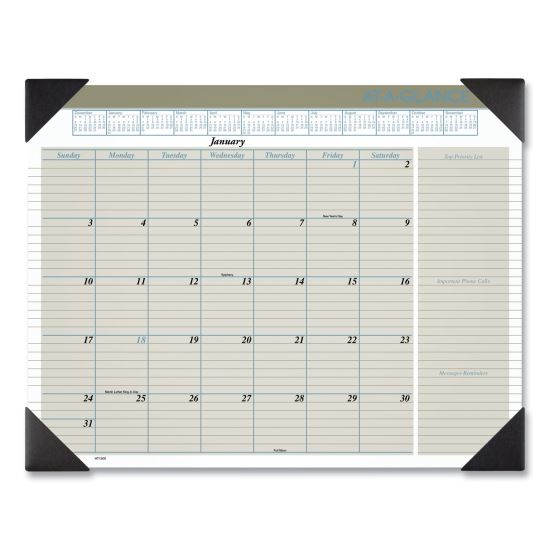 Executive Monthly Desk Pad Calendar, 22 x 17, White Sheets, Black Corners, 12-Month (Jan to Dec): 20221